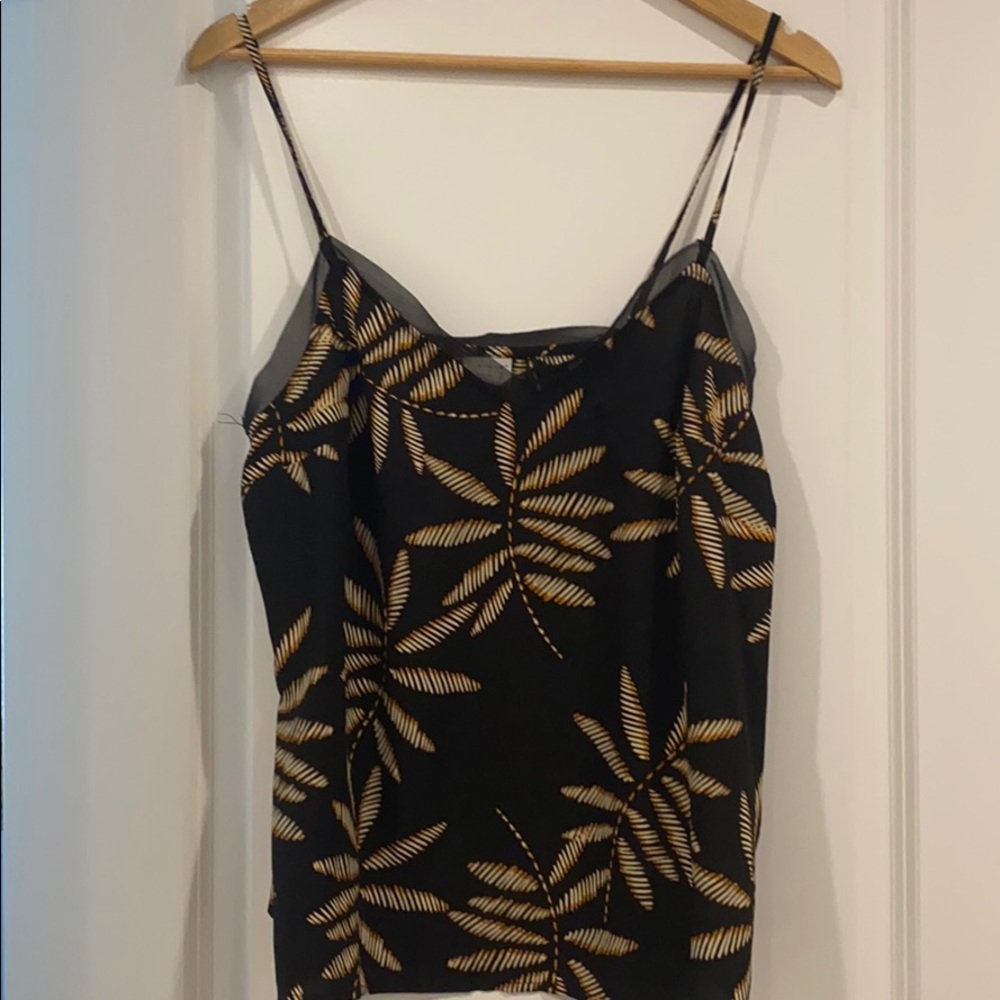 Palm print black tank size M
